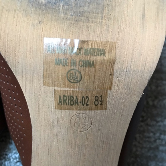 Refresh Ariba Dark Camel Brown Perforated Block Heel Slip On Mules In Size 8.5 - Picture 9 of 12